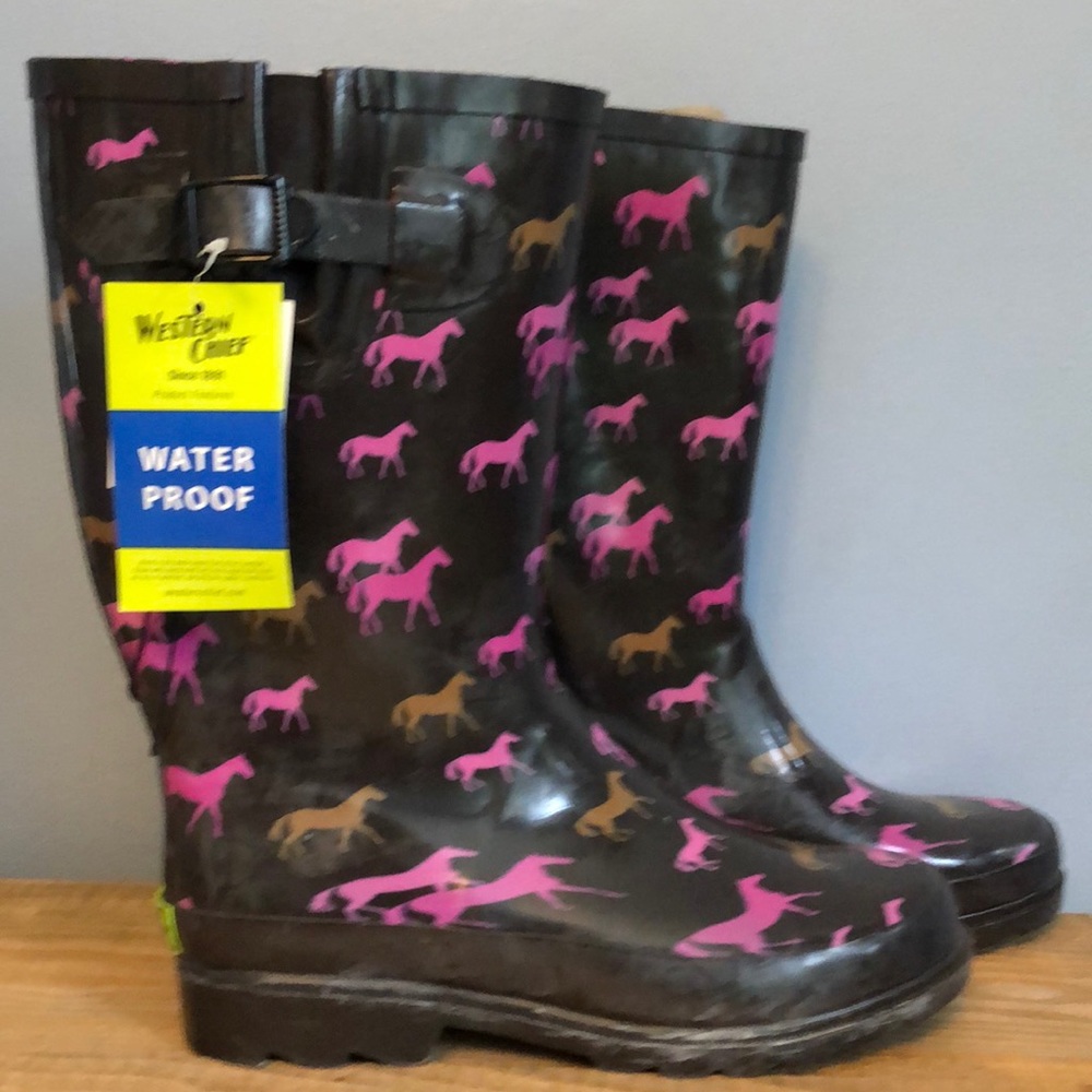 NWT Waterproof Western Chief Horses Rain Boots